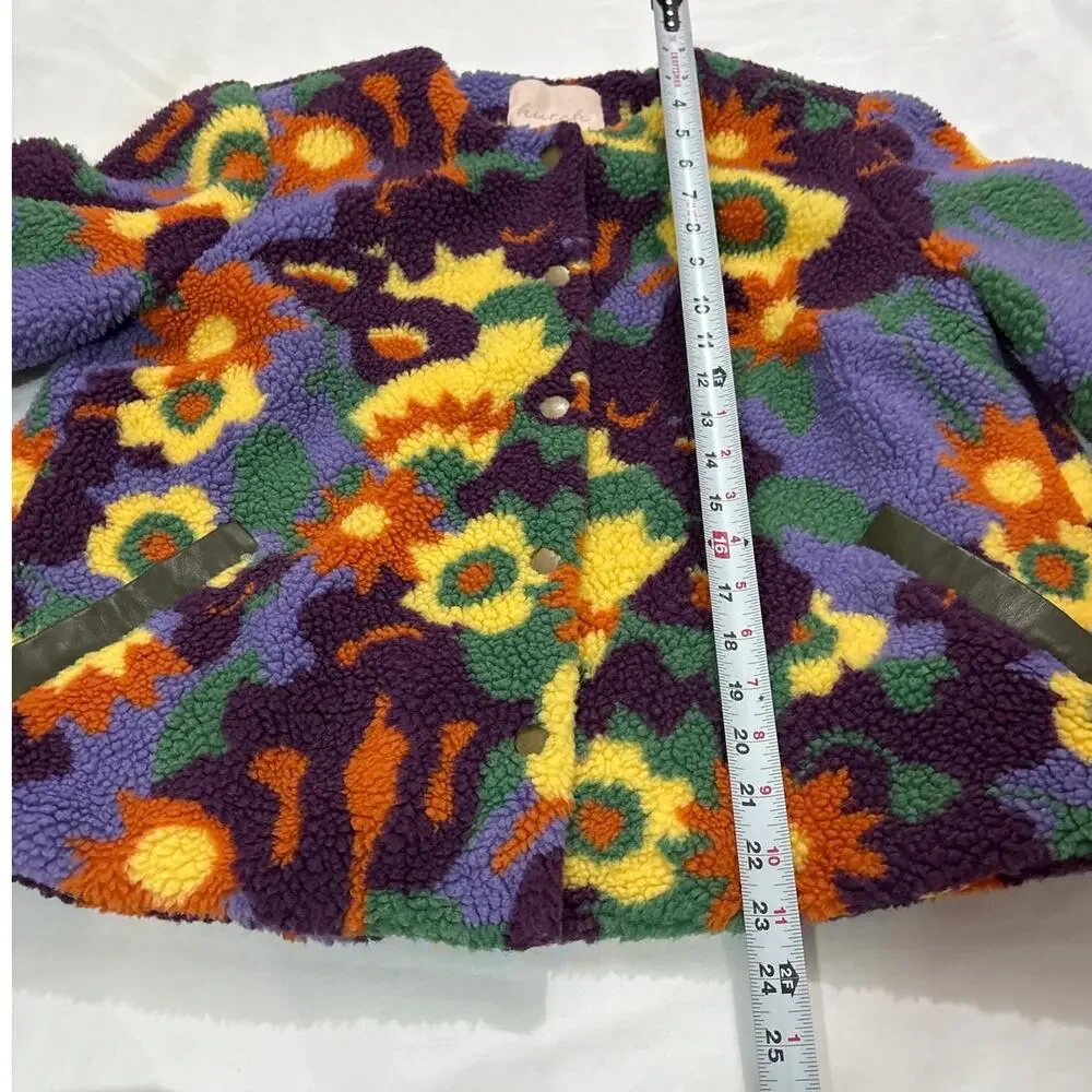 Anthropologie Hutch Women’s Medium Floral Faux Sherpa Jacket Maximalist Artsy - Picture 10 of 11